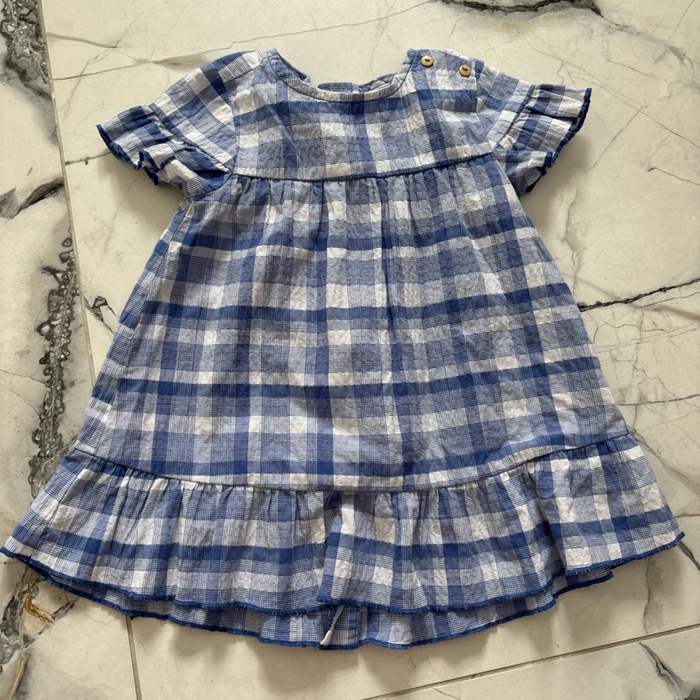 Zara Blue and White Checkered Skirt